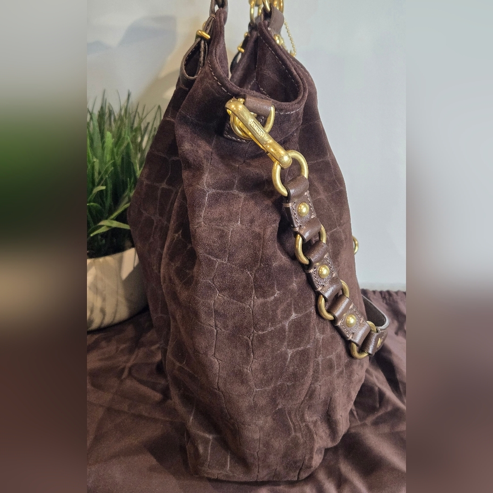 Coach Madison Embossed Suede Leather Shoulder Bag - Picture 6 of 13